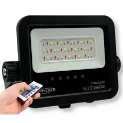 FARO A LED PROIETTORE CON PANNELLO SOLARE 40 W RGB CON TELECOMANDO ESTERNO IP65 SL-RGB-40W