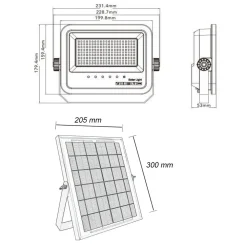 FARO A LED PROIETTORE CON PANNELLO SOLARE 80W RGB CON TELECOMANDO ESTERNO IP65 SL-RGB-80W