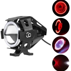 FARO ANTERIORE PER MOTO QUAD FARETTO CREE LED U 7 CON BORDO CORNICE COLORATA
