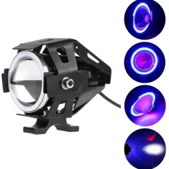 FARO ANTERIORE PER MOTO QUAD FARETTO CREE LED U 7 CON BORDO CORNICE COLORATA