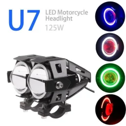 FARO ANTERIORE PER MOTO QUAD FARETTO CREE LED U 7 CON BORDO CORNICE COLORATA