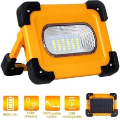 FARO DI EMERGENZA LED 60W CON PANNELLO SOLARE RICARICABILE USB SOS CAMPEGGIO