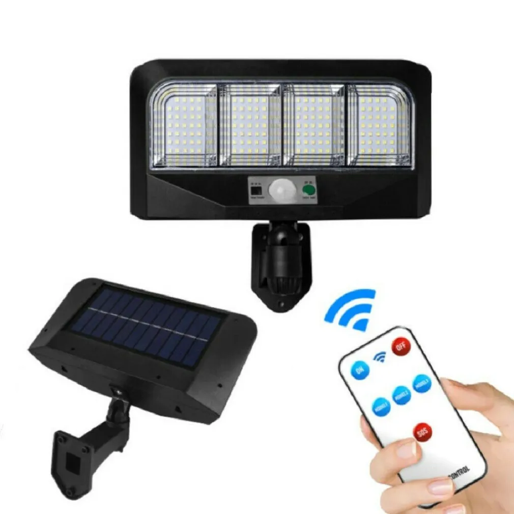 FARO ENERGIA SOLARE LED PANNELLO FARETTO SENSORE DI MOVIMENTO 50W 138 LED TA116