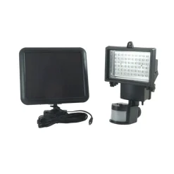 FARO FARETTO 60 LED SENSORE MOVIMENTO E PANNELLO SOLARE RICARICABILE LUCE BIANCA