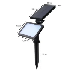FARO FARETTO LED GIARDINO 48 LED 10W PICCHETTO PANNELLO ENERGIA SOLARE 2000MAH