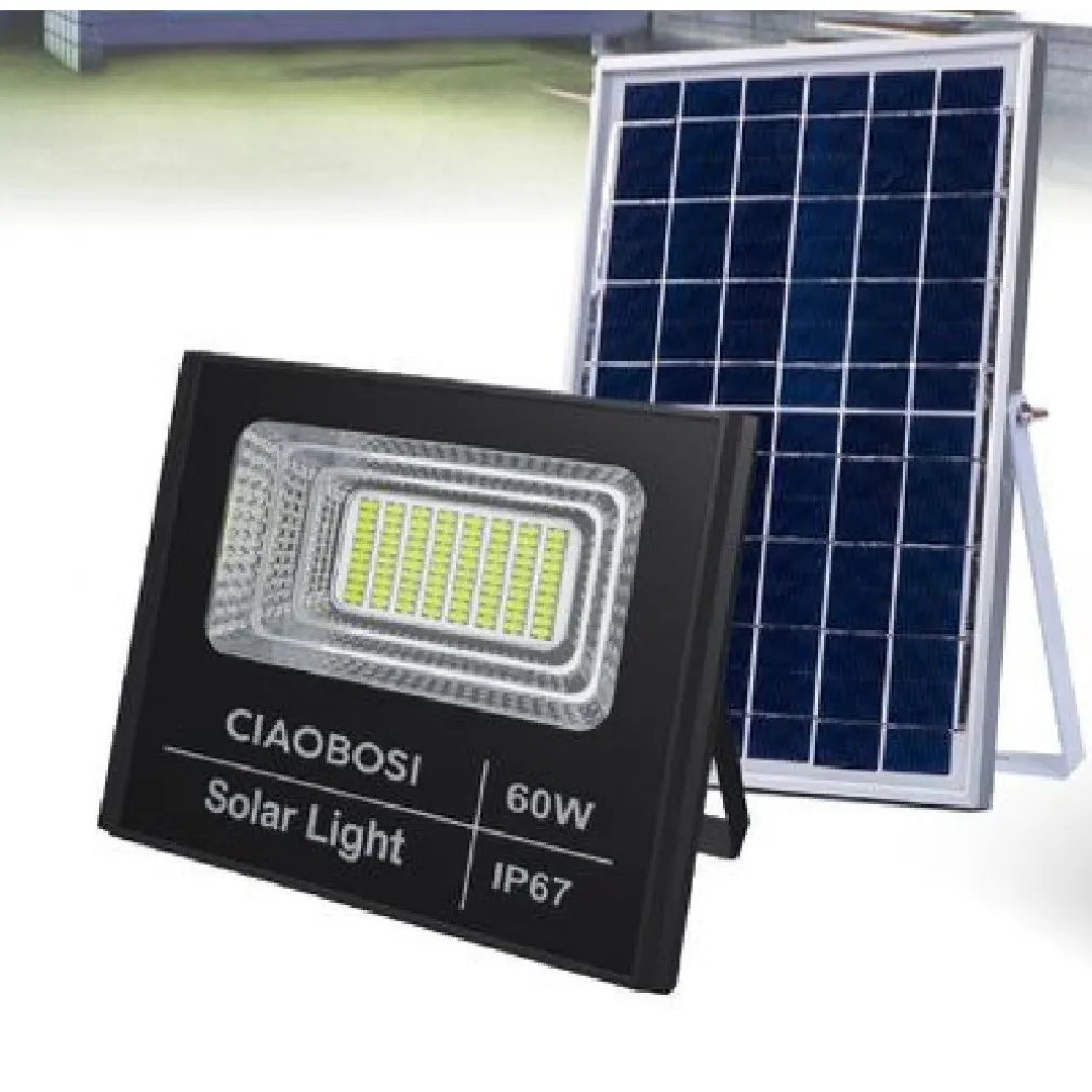 FARO FARETTO LED PANNELLO SOLARE FOTOVOLTAICO IP67 60 W CON TELECOMANDO LED-8192
