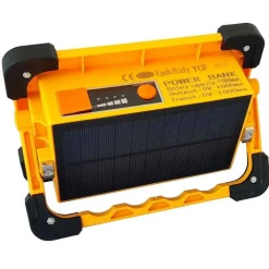 FARO FARETTO LED 80W CON PANNELLO SOLARE RICARICABILE TORCIA DA LAVORO 92183