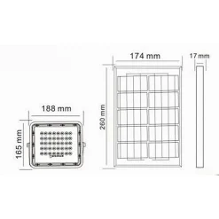 FARO FARETTO PANNELLO SOLARE 50 WATT LUCE FREDDA 6500K IP65 TELECOMANDO S12A-50W