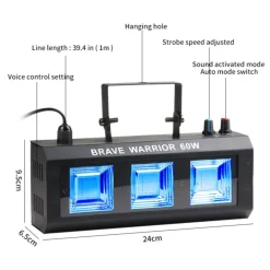 FARO FARETTO RGB PROIETTORE A LED MULTICOLORE STROBOSCOPICA SENSORE SONORO 60W