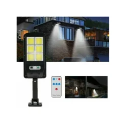 FARO LAMPIONE STRADALE PANNELLO SOLARE FOTOVOLTAICO SENSORE 6 LED COB CON TELECOMANDO