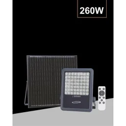 FARO LED 260 WATT CON PANNELLO SOLARE LUCE NATURALE 4000K TELECOMANDO TK09-260W