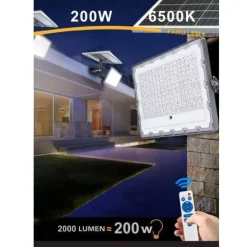 FARO LED 200 WATT CREPUSCOLARE PANNELLO ENERGIA SOLARE TELECOMANDO IP65 SL-200W