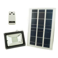 FARO LED A ENERGIA SOLARE CON PANNELLO FOTOVOLTAICO CREPUSCOLARE + TELECOMANDO W