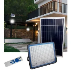 FARO LED CON PANNELLO SOLARE CREPUSCOLARE DA 300W + TELECOMANDO FB-58300