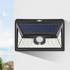 FARO LED CON PANNELLO SOLARE CREPUSCOLARE 24 LED SENSORE MOVIMENTO CREPUSCOLARE