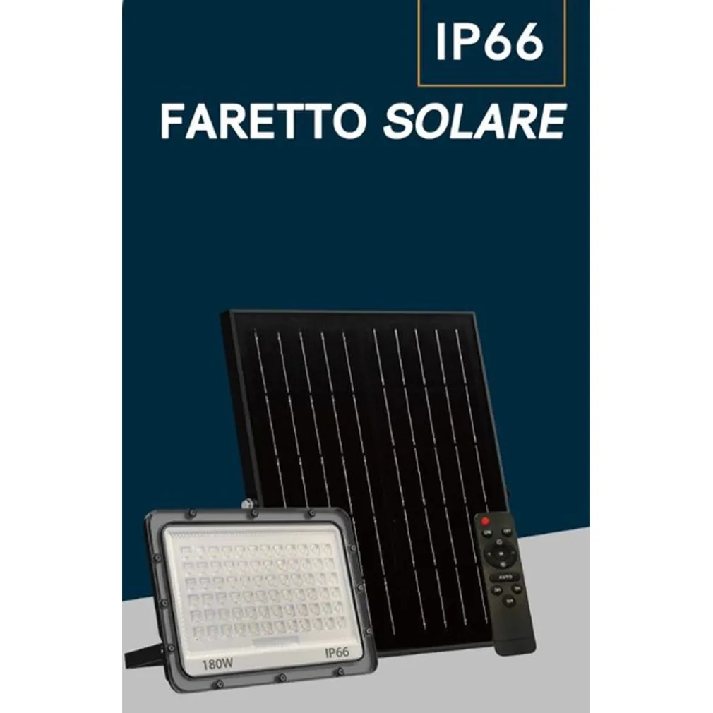 FARO LED DA ESTERNO CON PANNELLO SOLARE 180W IP66 TELECOMANDO LUCE REGOLABILE SF319-180-3C
