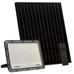 FARO LED DA ESTERNO CON PANNELLO SOLARE 300W IP66 TELECOMANDO LUCE REGOLABILE SF319-300-3C