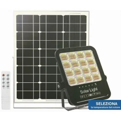 FARO LED PROIETTORE 200W IP65 CCT 3IN1 CON PANNELLO SOLARE TELECOMANDO RY-200W-3C