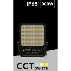 FARO LED PROIETTORE 300W IP65 CCT 3IN1 CON PANNELLO SOLARE TELECOMANDO RY-300W-3C