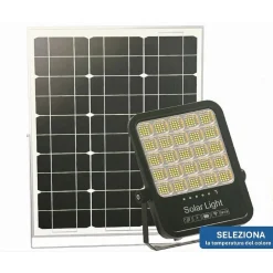 FARO LED PROIETTORE 300W IP65 CCT 3IN1 CON PANNELLO SOLARE TELECOMANDO RY-300W-3C