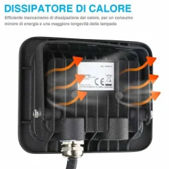 FARO LED 20W LUCE ALTA LUMINOSITA 1650LM FARETTO ESTERNO SLIM BIANCO FREDDO IP65