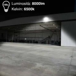 FARO LED 100W LUCE ALTA LUMINOSITA 8000LM FARETTO ESTERNO SLIM BIANCO FREDDO