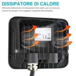 FARO LED 300W LUCE ALTA LUMINOSITA FARETTO ESTERNO SLIM BIANCO FREDDO 6000K