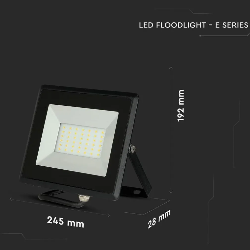 FARO PROIETTORE A LED SMD DA 50W COLORE NERO LUCE CALDA 3000K PER ESTERNO IP65