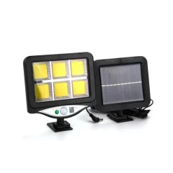 FARO PROIETTORE CON PANNELLO SOLARE SENSORE MOVIMENTO TELECOMANDO 128 LED 6 COB