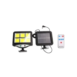 FARO PROIETTORE CON PANNELLO SOLARE SENSORE MOVIMENTO TELECOMANDO 128 LED 6 COB