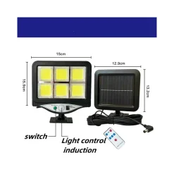 FARO PROIETTORE CON PANNELLO SOLARE SENSORE MOVIMENTO TELECOMANDO 128 LED 6 COB