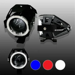 FARO PROIETTORE LUCE LED FARI MOTO GUIDA BIANCO BLU ROSSO OCCHIO MAXTECH U7-LED001