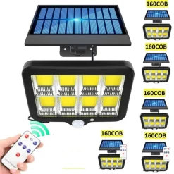 FARO SOLARE LED CON PANNELLO FARETTO SENSORE DI MOVIMENTO 160 LED COB GL-160C