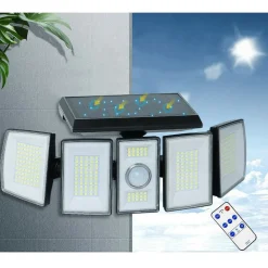 FARO SOLARE LED ORIENTABILE FARETTO TELECOMANDO SENSORE DI MOVIMENTO 300 LED