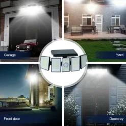 FARO SOLARE LED ORIENTABILE FARETTO TELECOMANDO SENSORE DI MOVIMENTO 300 LED