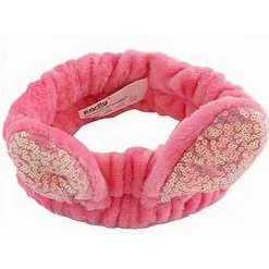 FASCIA CAPELLI DOCCIA SHAMPOO TRUCCO SPUGNA ORECCHIE CONIGLIO PAILLETTES 59686