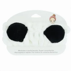 FASCIA CAPELLI DOCCIA SHAMPOO TRUCCO ASCIUGAMANO SPUGNA CON ORECCHIE PANDA 10731