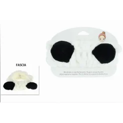 FASCIA CAPELLI DOCCIA SHAMPOO TRUCCO ASCIUGAMANO SPUGNA CON ORECCHIE PANDA 10731