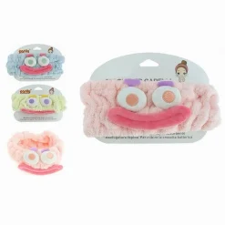 FASCIA PER CAPELLI DOCCIA SHAMPOO TRUCCO SPUGNA CON DESIGN FACCIA 3 COLORI 10735