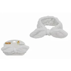 FASCIA PER CAPELLI DOCCIA SHAMPOO TRUCCO SPUGNA CON FIOCCO ANNODATO BIANCO 79612