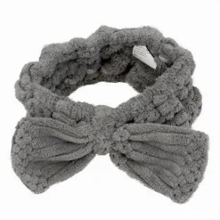 FASCIA PER CAPELLI DOCCIA SHAMPOO ASCIUGAMANO TRUCCO SPUGNA FIOCCO GRIGIO 79623