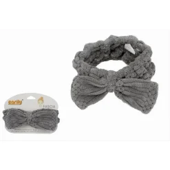 FASCIA PER CAPELLI DOCCIA SHAMPOO ASCIUGAMANO TRUCCO SPUGNA FIOCCO GRIGIO 79623