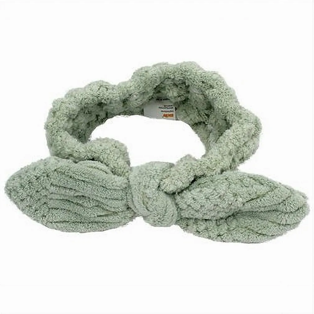 FASCIA PER CAPELLI DOCCIA SHAMPOO TRUCCO SPUGNA CON FIOCCO ANNODATO VERDE 79614