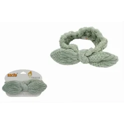 FASCIA PER CAPELLI DOCCIA SHAMPOO TRUCCO SPUGNA CON FIOCCO ANNODATO VERDE 79614