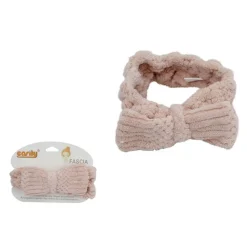 FASCIA PER CAPELLI DOCCIA SHAMPOO ASCIUGAMANO TRUCCO SPUGNA FIOCCO ROSA 79619