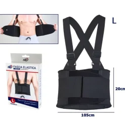 FASCIA POSTURALE SCHIENA SUPPORTO REGOLABILE A STRAPPO TUTORE LOMBARE NERO TG. L