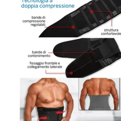 FASCIA UOMO ELASTICA COMPRESSIONE ADDOME PANCIERA DIMAGRANTE CORSETTO MENO 2 TG