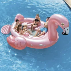 FENICOTTERO GONFIABILE GIGANTE ISOLA PARTY 422 X 373 X 185 CM MARE PISCINA 4 POSTI