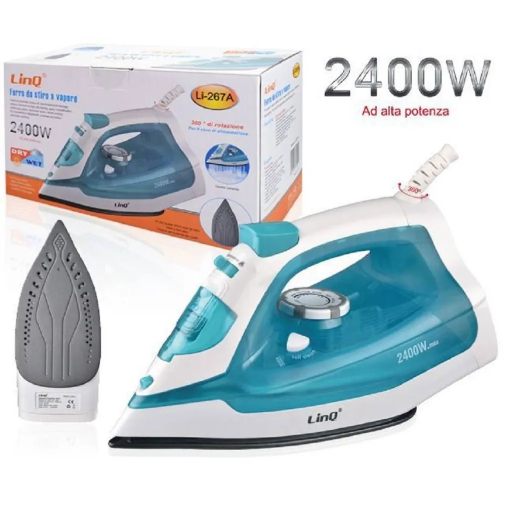 FERRO DA STIRO A VAPORE STEAM IRON 2400W 200ML LI-267A GETTO PIASTRA TEMPERATURA