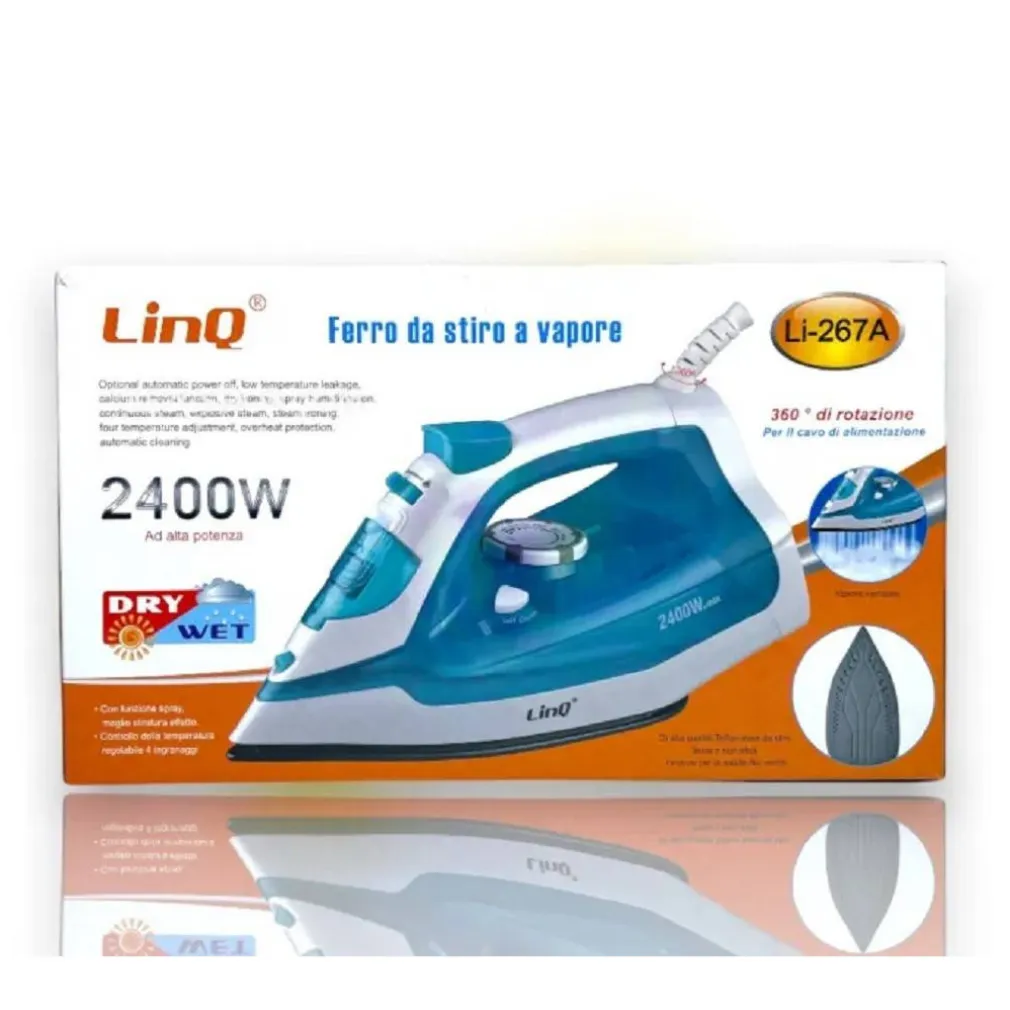 FERRO DA STIRO A VAPORE STEAM IRON 2400W 200ML LI-267A GETTO PIASTRA TEMPERATURA